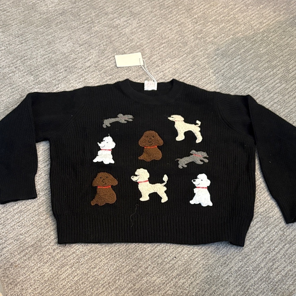 So Me Black Sweater with Dog Designs